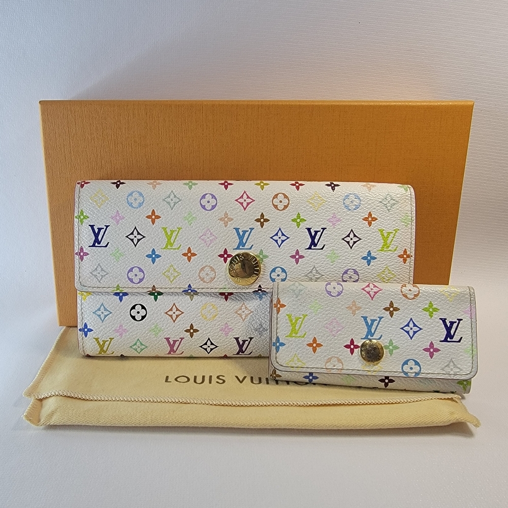 LOUIS VUITTON Murakami Sarah Wallet & 4 Ring Key-case Set. VGUC - Picture 3 of 14